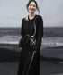 Line Art Embroidery Long Dress